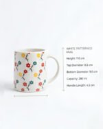 Floral Printed Ceramic Coffee Mug 280 ml | White Patterned Tea Mug for Coffee, Milk & Green Tea | Cute Aesthetic Mug - Image 5