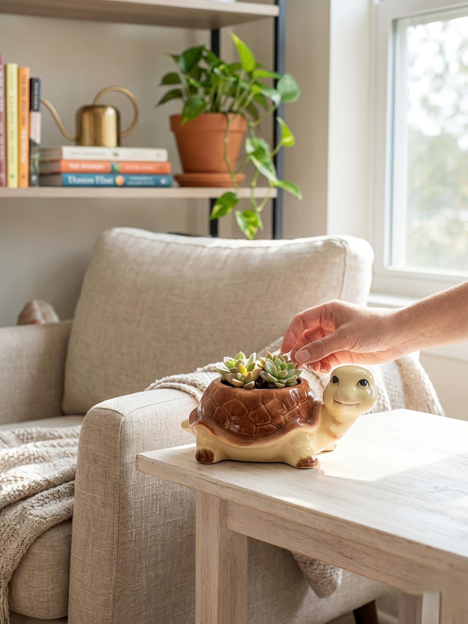 1000170533 Tilly the Turtle Ceramic Succulent Planter Pot | Cute Animal Flower Pot for Indoor Plants, Desk Decor & Home Decoration - Image 1