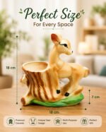 Handcrafted Ceramic Deer Succulent Planter Pot with Tree Stump Design | Decorative Animal Flower Pot for Home & Garden Décor - Image 3