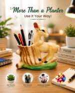 Handcrafted Ceramic Deer Succulent Planter Pot with Tree Stump Design | Decorative Animal Flower Pot for Home & Garden Décor - Image 4
