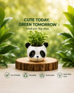 Cute Panda Ceramic Planter Pot for Indoor Plants | Animal Shape Succulent Pot | Decorative Tabletop Flower Pot for Home & Office Decor