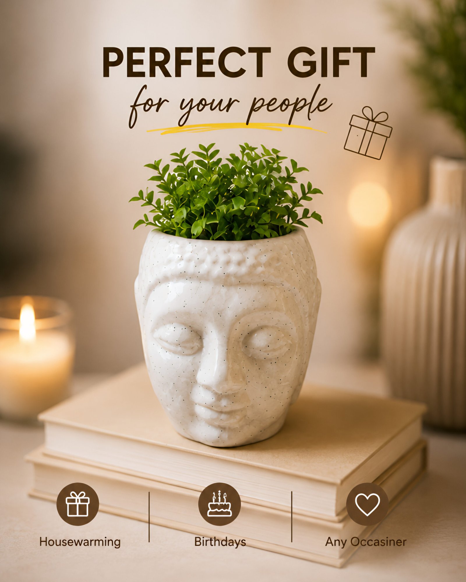 InShot_20260607_180838628 Abstract Face Ceramic Planter Pot | Modern Art Decorative Flower Pot for Indoor Plants, Succulents & Home Decor - Image 1